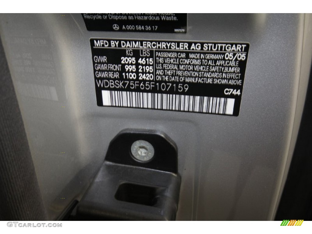 2005 SL Color Code 744 for Brilliant Silver Metallic Photo #65872986
