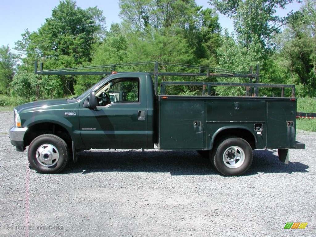2002 F350 Super Duty XL Regular Cab 4x4 Utility Truck - Dark Highland Green Metallic / Medium Parchment photo #4