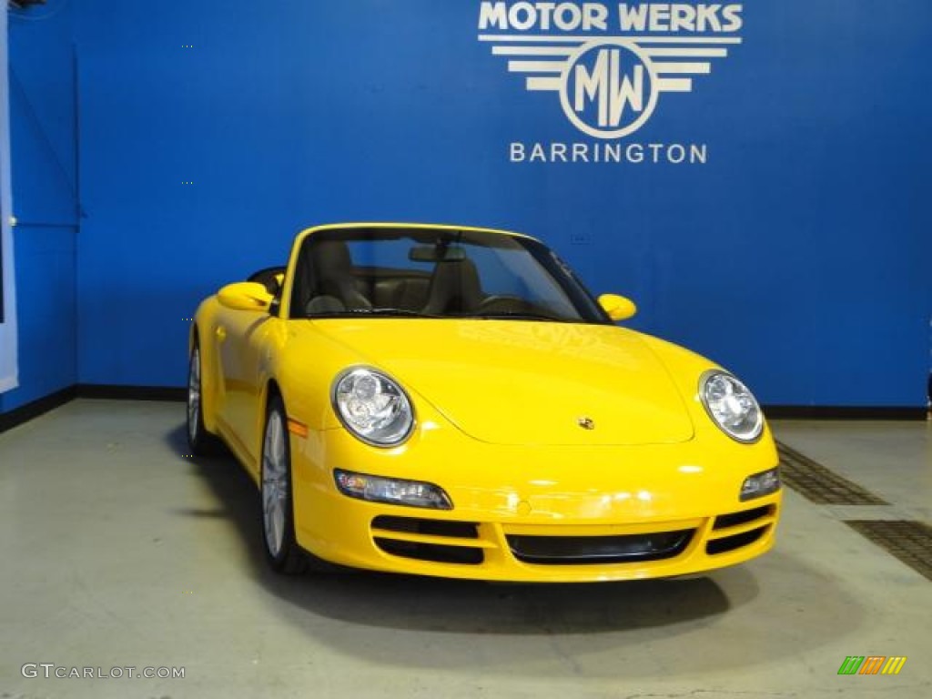 2008 911 Carrera Cabriolet - Speed Yellow / Cocoa Brown photo #1