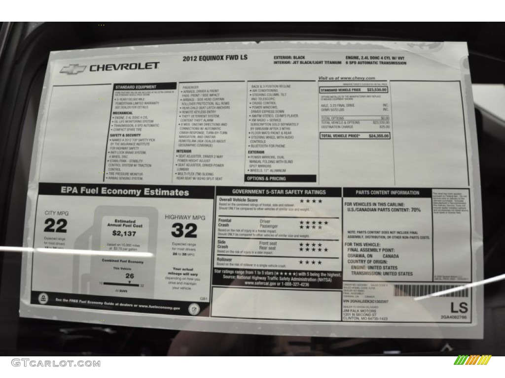 2012 Equinox LS - Black / Light Titanium/Jet Black photo #38