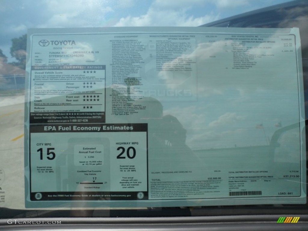 2012 Toyota Tundra Texas Edition CrewMax Window Sticker Photo #65901555