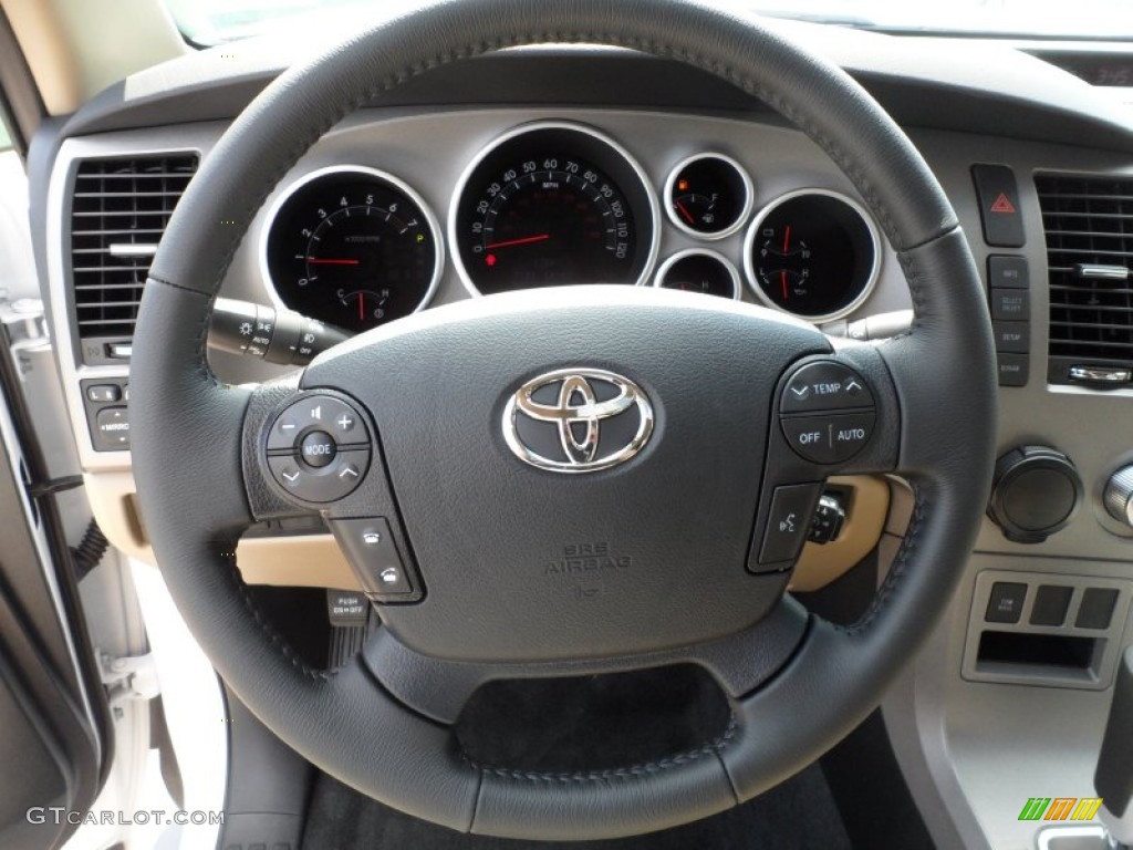 2012 Toyota Sequoia Limited Sand Beige Steering Wheel Photo #65903139