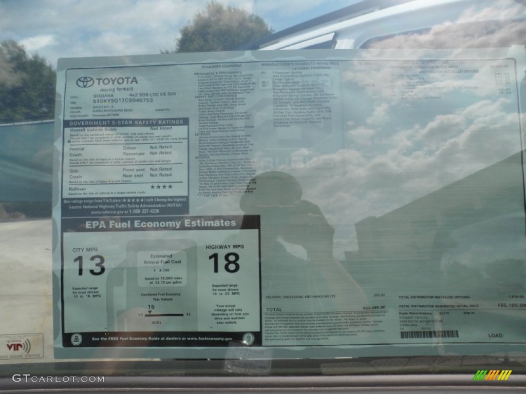 2012 Toyota Sequoia Limited Window Sticker Photo #65903166