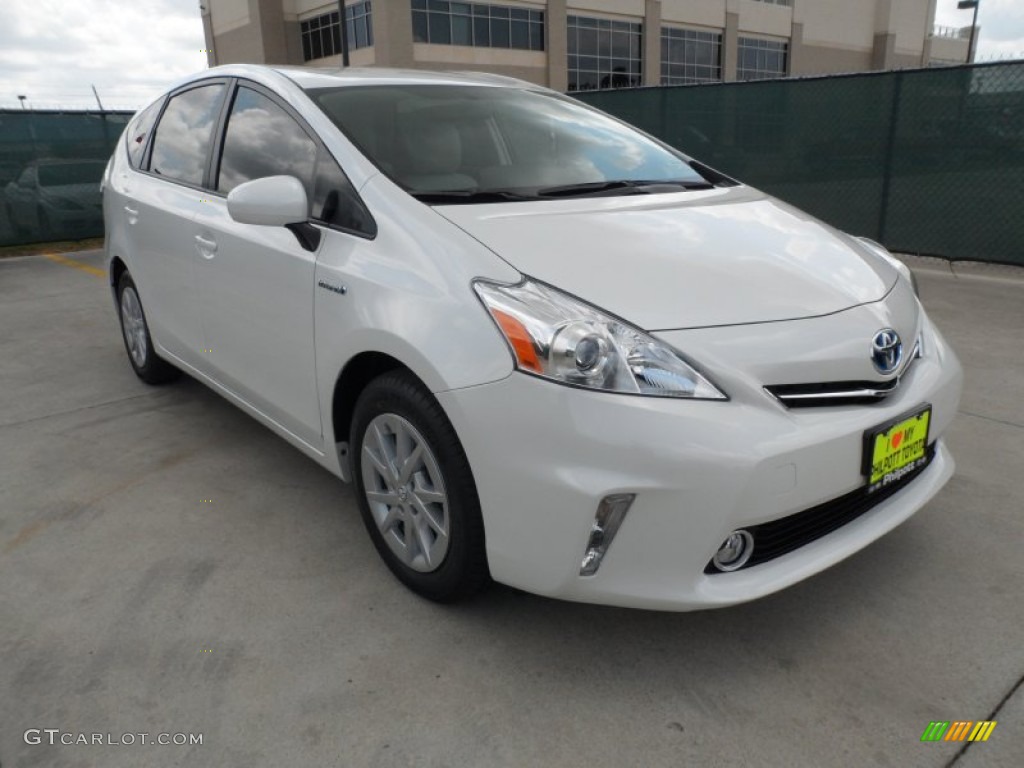 2012 Prius v Three Hybrid - Blizzard White Pearl / Misty Gray photo #1