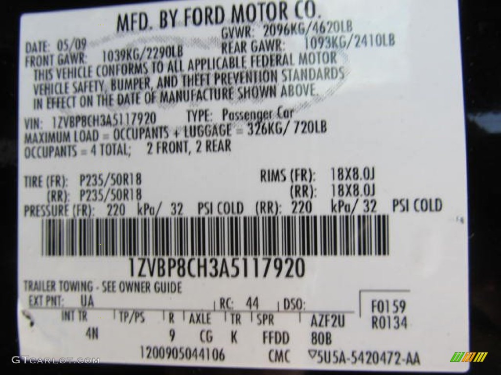 2010 Mustang Color Code UA for Black Photo #65905857