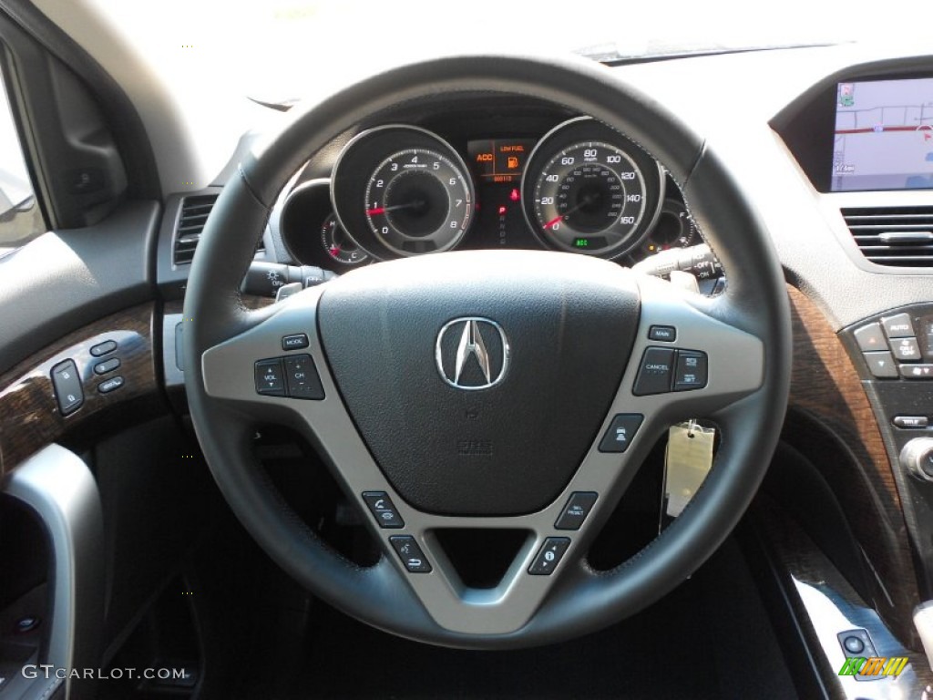 2012 Acura MDX SH-AWD Advance Ebony Steering Wheel Photo #65907099