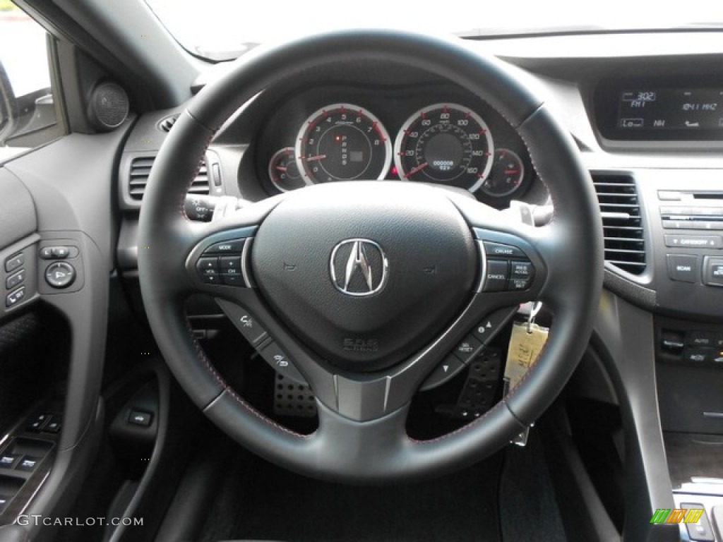 2012 Acura TSX Special Edition Sedan Ebony Steering Wheel Photo #65908651