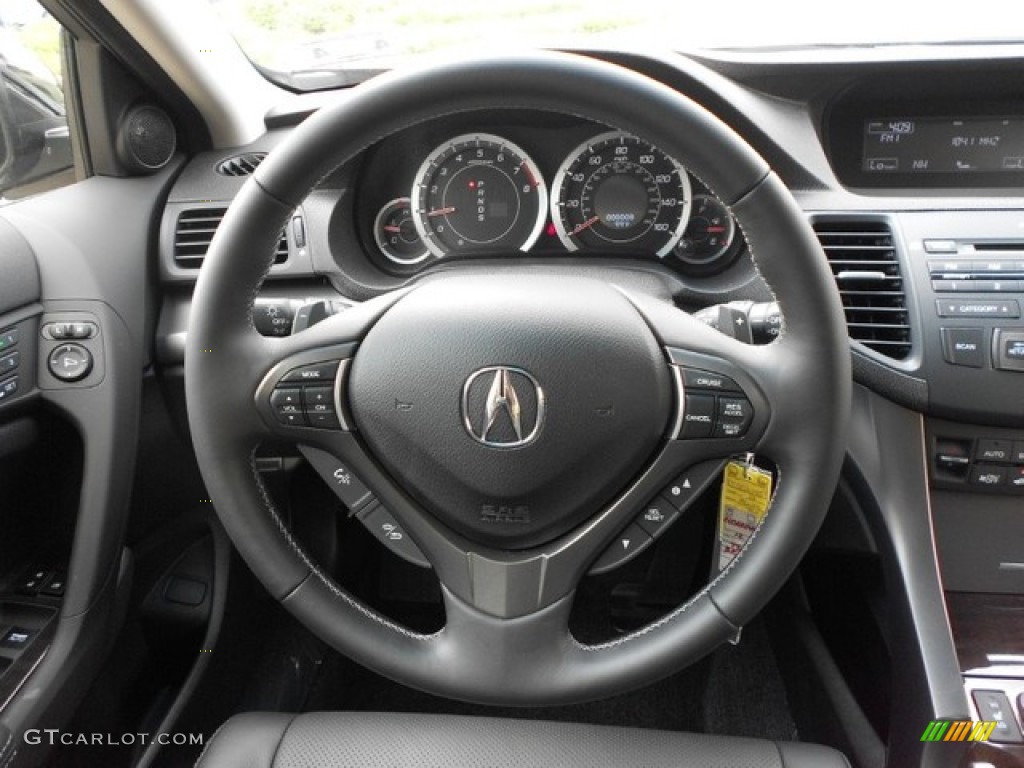 2012 Acura TSX Sport Wagon Ebony Steering Wheel Photo #65910575