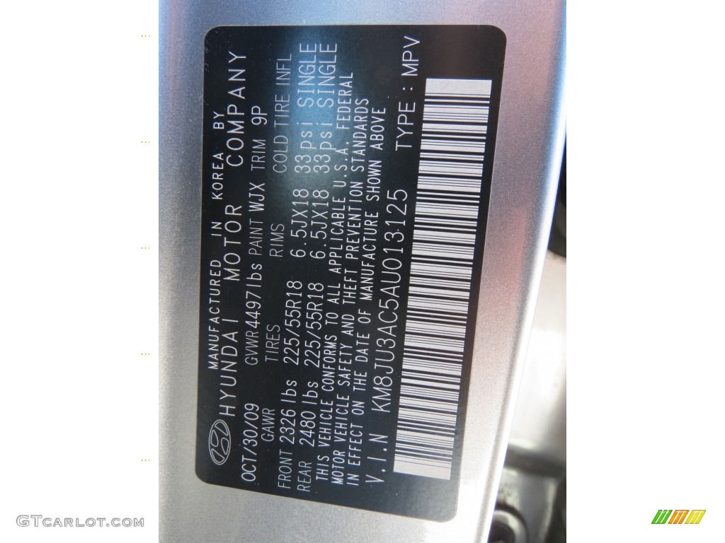2010 Tucson Color Code WJX for Graphite Gray Photo #65910746