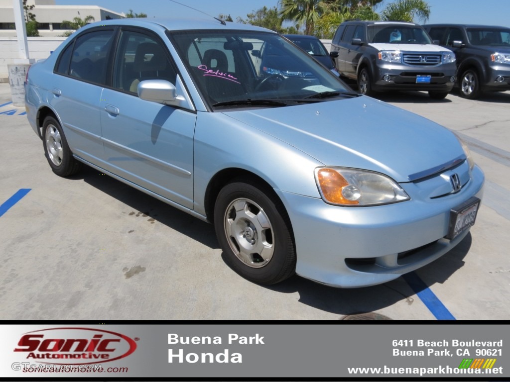 2003 Civic Hybrid Sedan - Opal Silver Blue Metallic / Beige photo #1