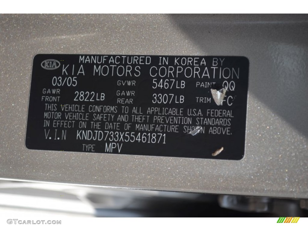 2005 Sorento Color Code QQ for Sand Beige Metallic Photo #65913610