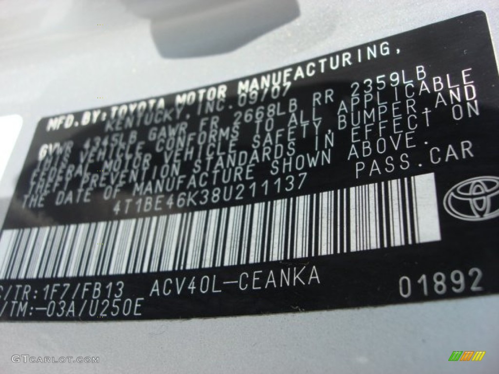 2008 Camry LE - Classic Silver Metallic / Ash photo #21