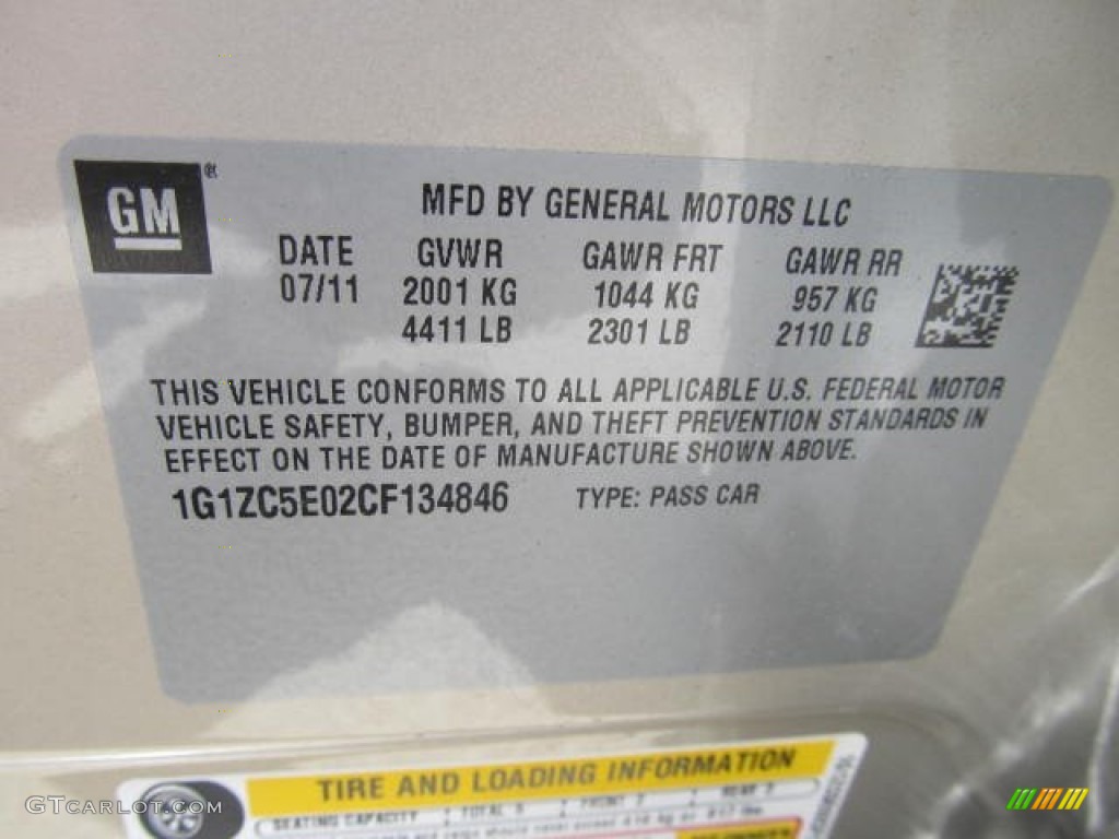 2012 Malibu LT - Gold Mist Metallic / Titanium photo #14