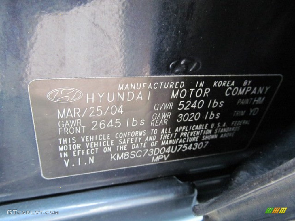 2004 Santa Fe Color Code HM for Moonlit Blue Photo #65923070