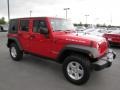 2007 Flame Red Jeep Wrangler Unlimited Rubicon 4x4  photo #1