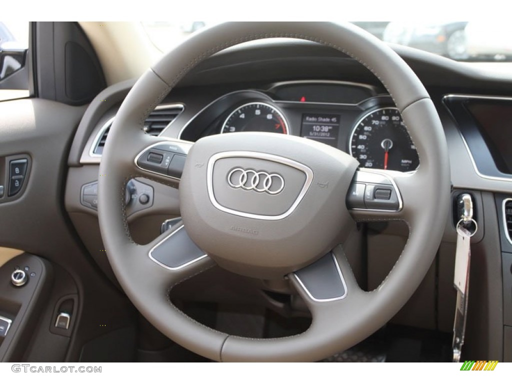 2013 Audi A4 2.0T Sedan Velvet Beige/Moor Brown Steering Wheel Photo #65931015