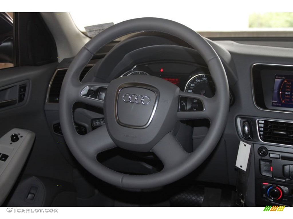 2012 Audi Q5 2.0 TFSI quattro Light Gray Steering Wheel Photo #65931527