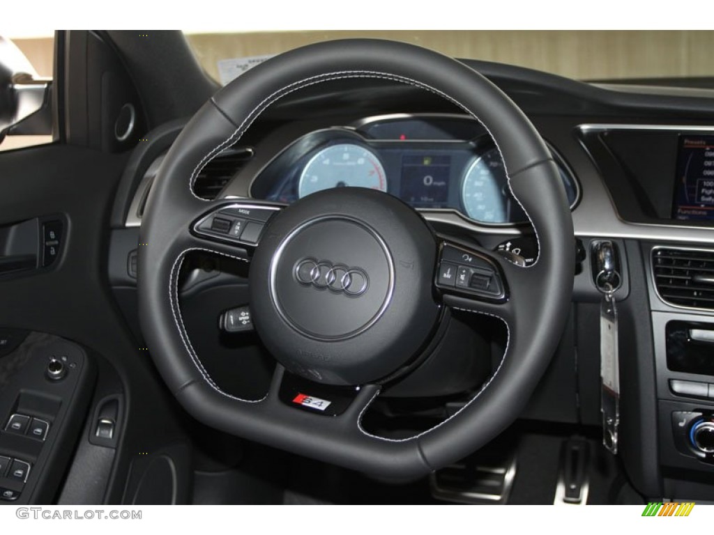 2013 Audi S4 3.0T quattro Sedan Black Steering Wheel Photo #65931950