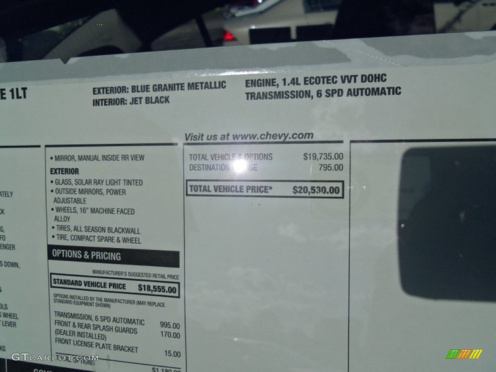 2012 Chevrolet Cruze LT Window Sticker Photo #65934377