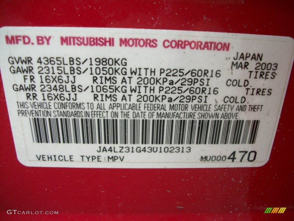 2003 Outlander LS 4WD - Phoenix Red / Charcoal photo #14