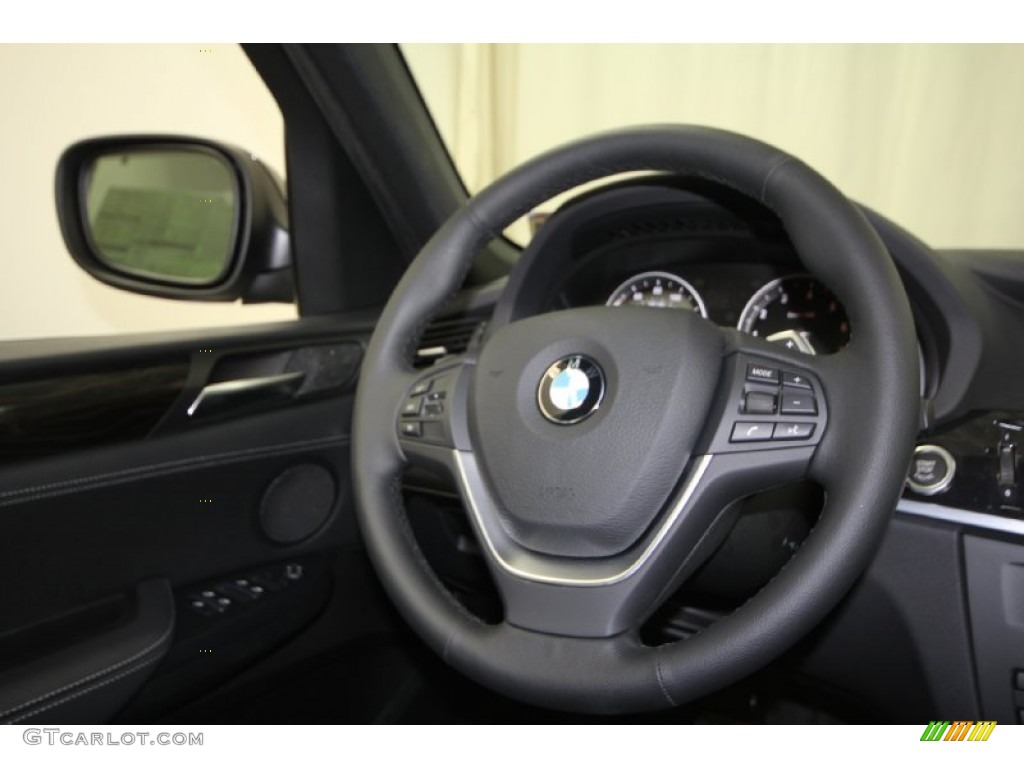 2013 BMW X3 xDrive 35i Black Steering Wheel Photo #65938664