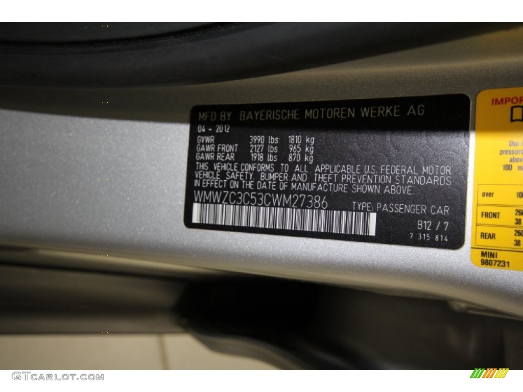 2012 Cooper Color Code B12 for Crystal Silver Metallic Photo #65939489