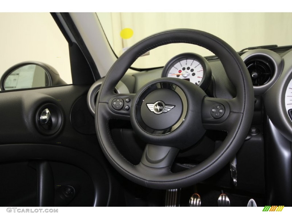 2012 Mini Cooper S Countryman Carbon Black Steering Wheel Photo #65939654