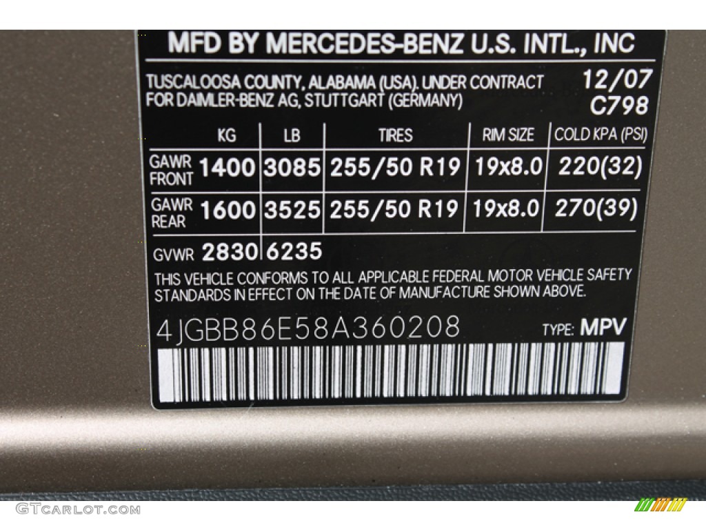 2008 ML Color Code 798 for Sand Beige Metallic Photo #65945582