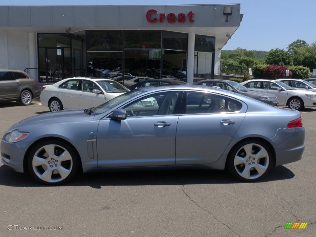 2009 XF Supercharged - Frost Blue Metallic / Ivory/Oyster photo #1