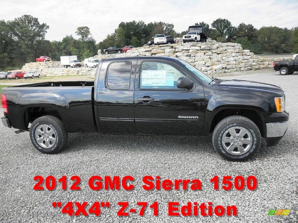 2012 Sierra 1500 SLE Extended Cab 4x4 - Onyx Black / Ebony photo #1
