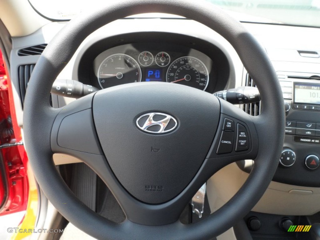 2012 Hyundai Elantra GLS Touring Beige Steering Wheel Photo #65963666