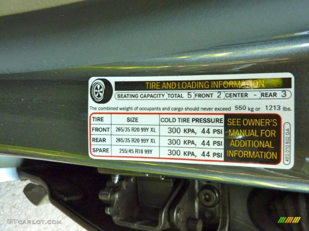 2007 Audi S8 5.2 quattro Info Tag Photo #65965166