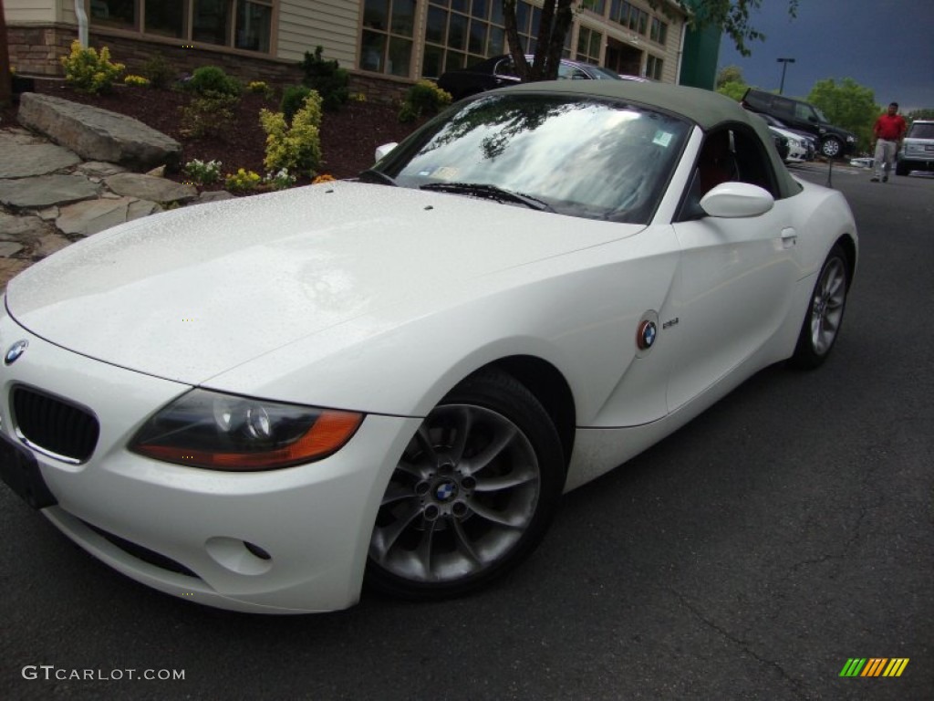 2003 Z4 2.5i Roadster - Alpine White / Red photo #2