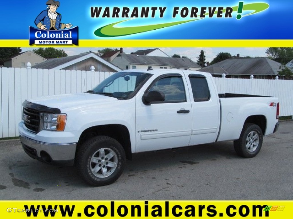 2008 Sierra 1500 SLE Extended Cab 4x4 - Summit White / Ebony photo #1