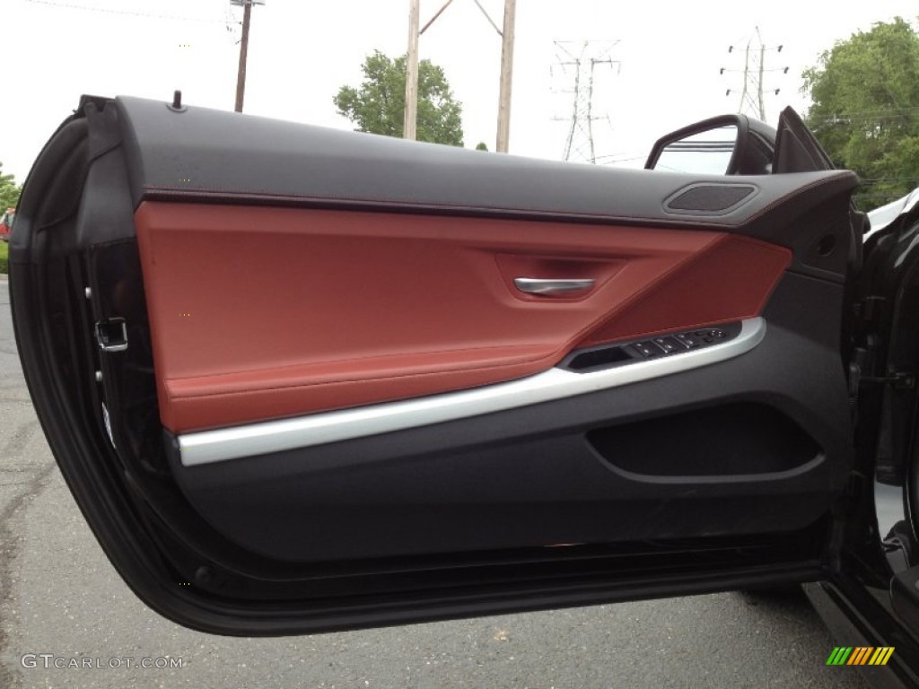 2012 BMW 6 Series 650i Convertible Vermillion Red Nappa Leather Door Panel Photo #65980512
