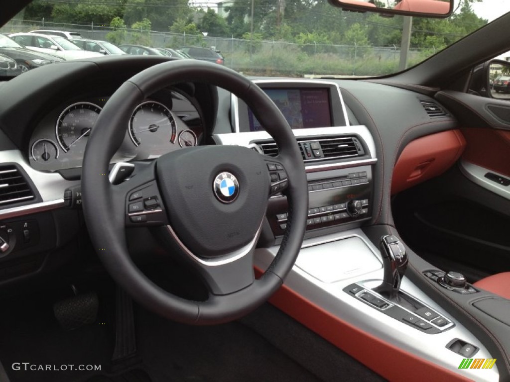 2012 BMW 6 Series 650i Convertible Vermillion Red Nappa Leather Dashboard Photo #65980530