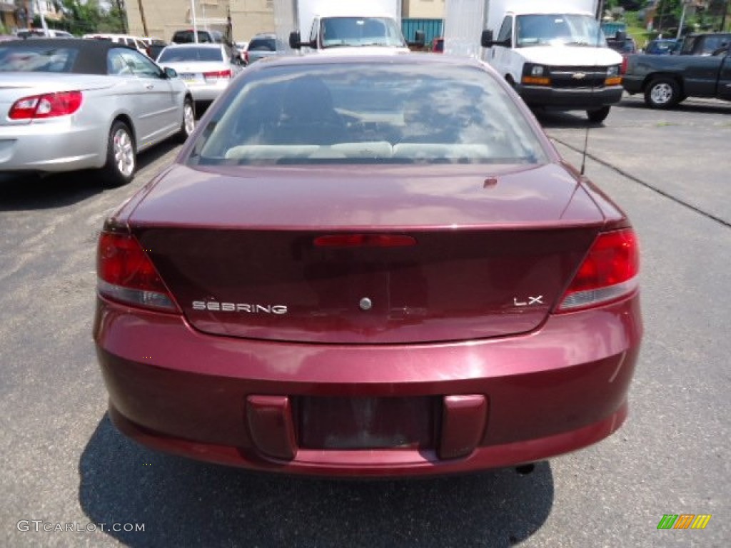 2001 Sebring LX Sedan - Dark Garnet Red Pearlcoat / Taupe photo #3