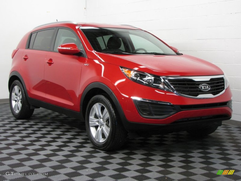 2011 Sportage LX AWD - Signal Red / Alpine Gray photo #1