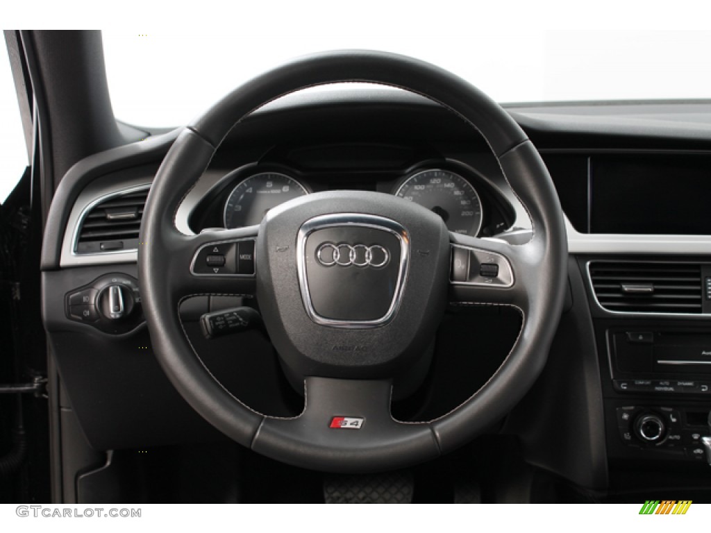 2011 Audi S4 3.0 quattro Sedan Black Steering Wheel Photo #66004032