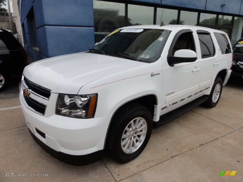 Summit White 2012 Chevrolet Tahoe Hybrid 4x4 Exterior Photo #66009192