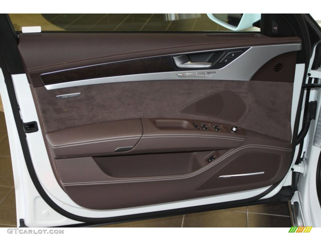 2012 Audi A8 4.2 quattro Balao Brown Door Panel Photo #66014306