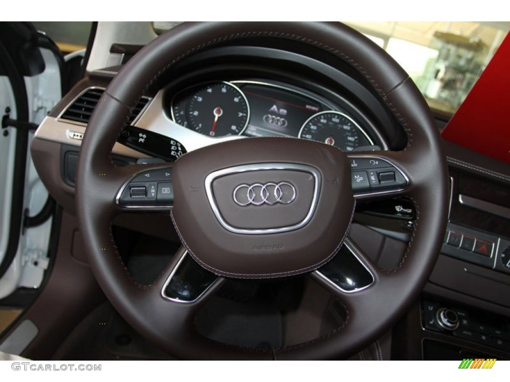 2012 Audi A8 4.2 quattro Balao Brown Steering Wheel Photo #66014391