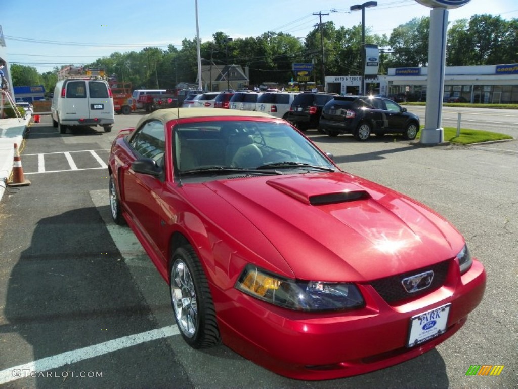2001 Mustang GT Convertible - Laser Red Metallic / Medium Parchment photo #8