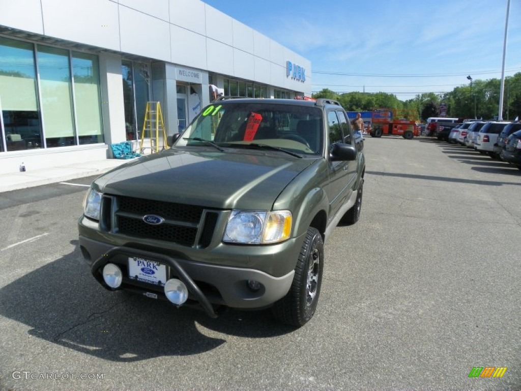 2001 Explorer Sport Trac 4x4 - Estate Green Metallic / Medium Prairie Tan photo #2