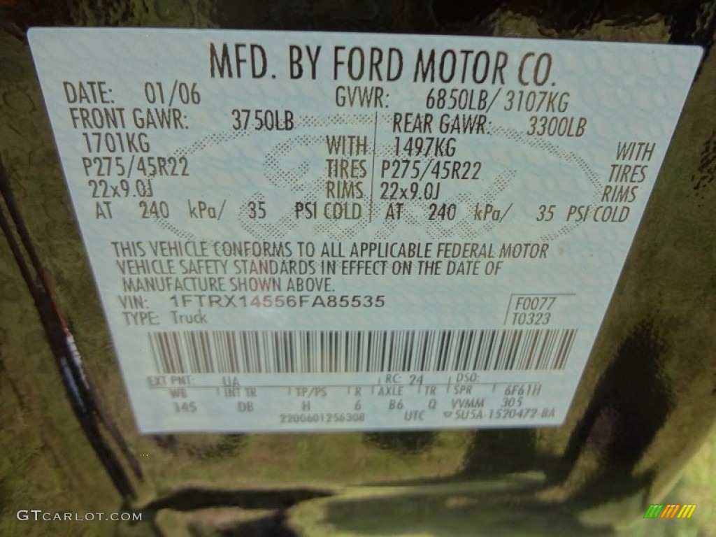 2006 F150 Color Code UA for Black Photo #66033240