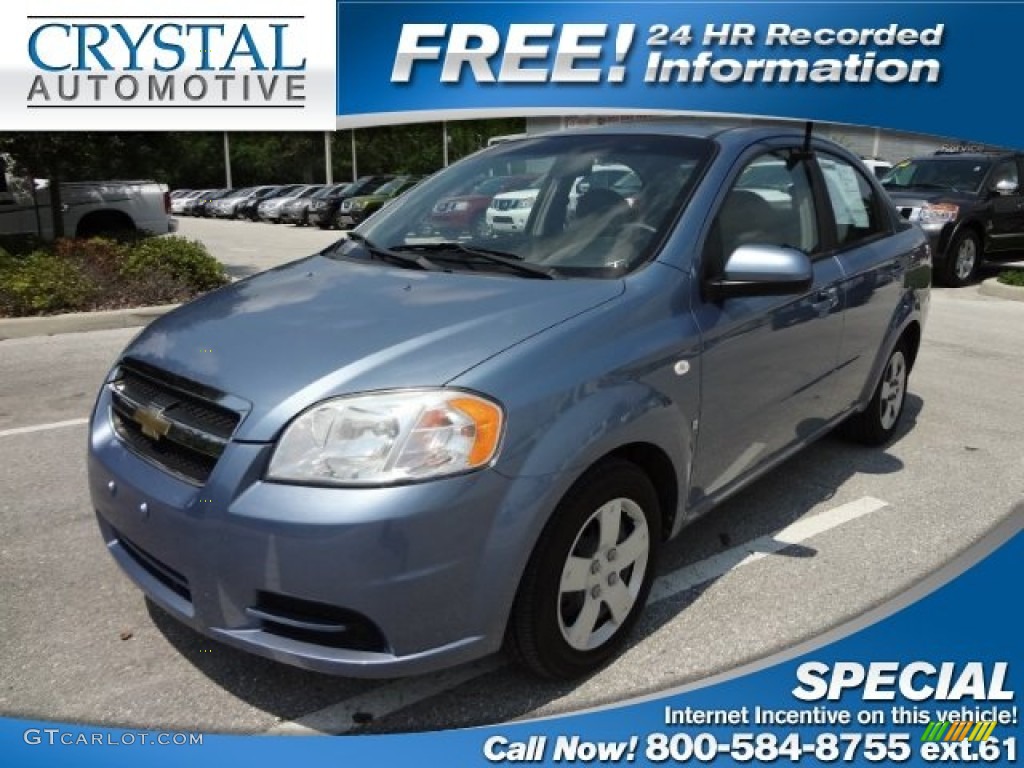 2007 Aveo LS Sedan - Icelandic Blue / Black/Gray photo #1