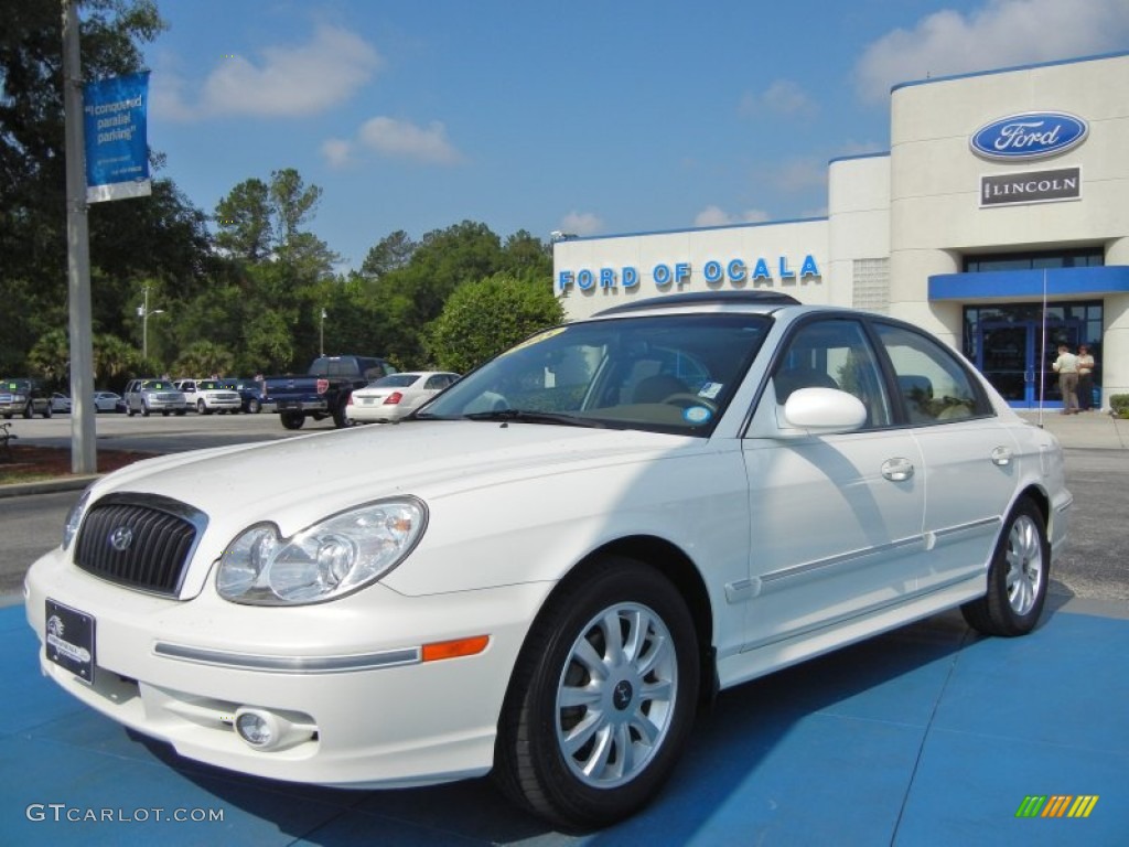 2005 Sonata GLS V6 - Powder White Pearl / Beige photo #1