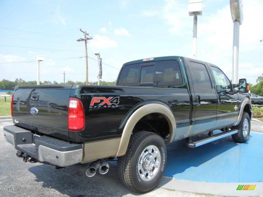 2012 F350 Super Duty Lariat Crew Cab 4x4 - Green Gem Metallic / Adobe photo #3