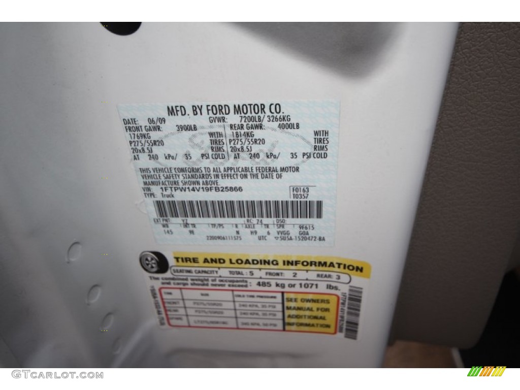 2009 F150 Color Code YZ for Oxford White Photo #66049015