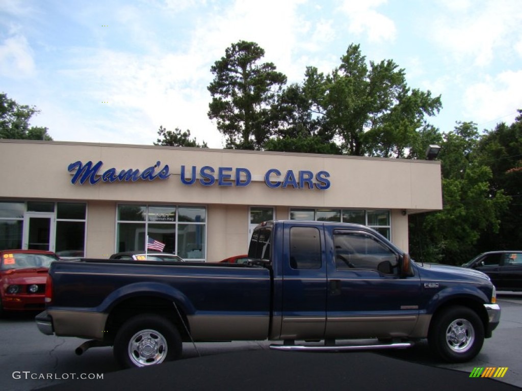 2003 F250 Super Duty Lariat SuperCab - True Blue Metallic / Medium Parchment Beige photo #1